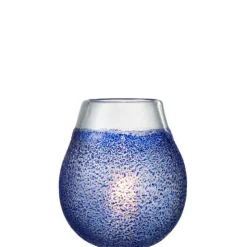 PARIS PRIX - Photophore design en verre "santorini" 25cm bleu