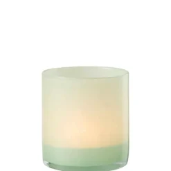 PARIS PRIX - Photophore design en verre "jade" 12cm vert clair