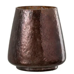 PARIS PRIX - Photophore design en verre "arrondi" 16cm marron