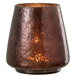 PARIS PRIX - Photophore design en verre "arrondi" 16cm marron