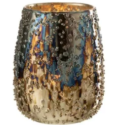 PARIS PRIX - Photophore design en verre "lise" 16cm marron