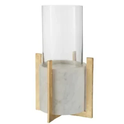 PARIS PRIX - Photophore design "base marbre" 38cm gris