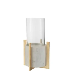 PARIS PRIX - Photophore design "base marbre" 38cm gris