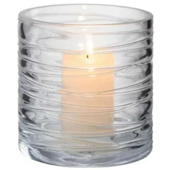 PARIS PRIX - Photophore design "lignes verre" 12cm transparent