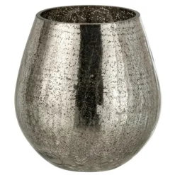 PARIS PRIX - Photophore design "œuf craquelé" 17cm gris