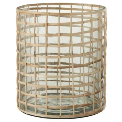 PARIS PRIX - Photophore design en rotin "lamina" 22cm naturel