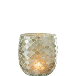 PARIS PRIX - Photophore design "mosaïque" 16cm bleu azur