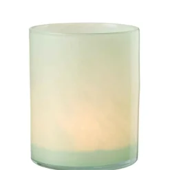 PARIS PRIX - Photophore design en verre "jade" 18cm vert clair