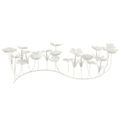 PARIS PRIX - Photophore design "bougies fleurs" 77cm blanc