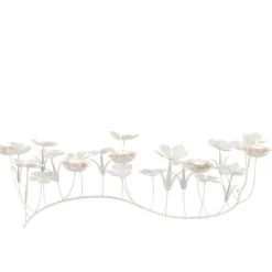 PARIS PRIX - Photophore design "bougies fleurs" 77cm blanc