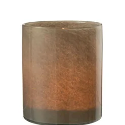 PARIS PRIX - Photophore design en verre "jade" 18cm marron