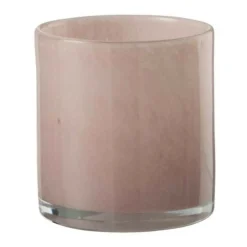 PARIS PRIX - Photophore design en verre "jade" 12cm rose