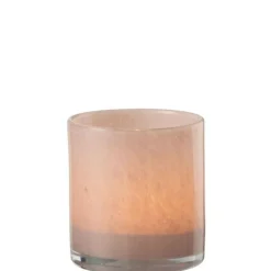 PARIS PRIX - Photophore design en verre "jade" 12cm rose