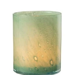 PARIS PRIX - Photophore design en verre "jade" 18cm vert