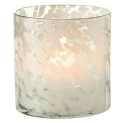 PARIS PRIX - Photophore en verre "tâche" 18cm gris & blanc