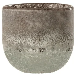 PARIS PRIX - Photophore en verre design "scavo" 10cm gris