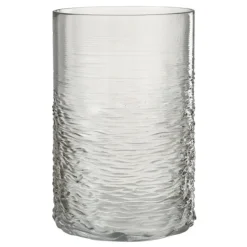 PARIS PRIX - Photophore en verre design "sladia" 30cm gris