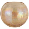 PARIS PRIX - Photophore en verre "boule craquelée" 20cm ambre