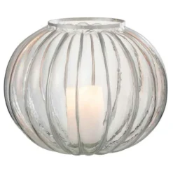 PARIS PRIX - Photophore en verre "boule" 29cm argent