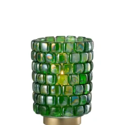 PARIS PRIX - Photophore en verre "mosaïque" 20cm vert