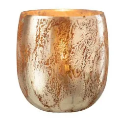 PARIS PRIX - Photophore en verre "vintage" 16cm marron & or