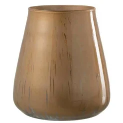 PARIS PRIX - Photophore en verre "antique" 17cm marron cognac