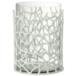 PARIS PRIX - Photophore en métal design "susura" 32cm blanc