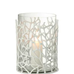 PARIS PRIX - Photophore en métal design "susura" 32cm blanc