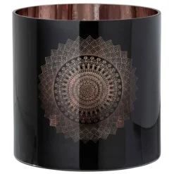 PARIS PRIX - Photophore en verre "boho" 20cm noir & cuivre
