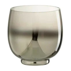 PARIS PRIX - Photophore rond déco "verre fumé" 14cm gris