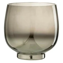 PARIS PRIX - Photophore rond déco "verre fumé" 18cm gris