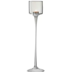 PARIS PRIX - Photophore sur pied "verre" 42cm transparent