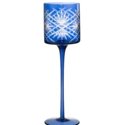 PARIS PRIX - Photophore sur pied déco "santorini" 30cm bleu