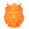 PARIS PRIX - Statue & porte plante "lion" 35cm orange