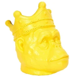 PARIS PRIX - Statuette porte plante "tête orang outan" 38cm jaune