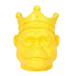 PARIS PRIX - Statuette porte plante "tête orang outan" 38cm jaune