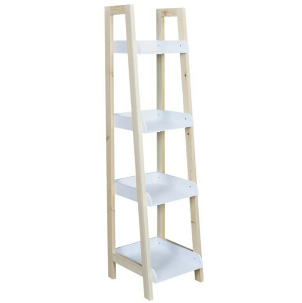PARIS PRIX - Étagère déco 4 niveaux "bois" 117cm blanc