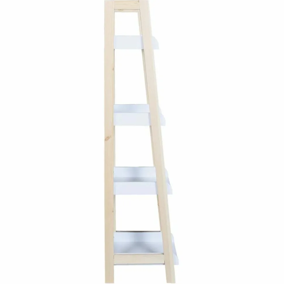 PARIS PRIX - Étagère déco 4 niveaux "bois" 117cm blanc