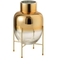 PARIS PRIX - Vase cylindrique sur pied "arnaud" 33cm or