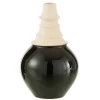 PARIS PRIX - Vase design "col haut" 26cm noir & beige