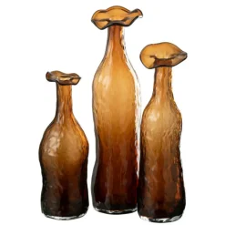 PARIS PRIX - Vase design en verre "eclosion" 33cm marron