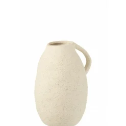 PARIS PRIX - Vase design en céramique "cruche" 25cm beige