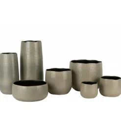 PARIS PRIX - Vase en céramique design "yuella" 50cm gris