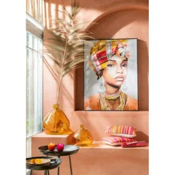 PARIS PRIX - Vase rond design en verre "laura" 35cm ocre