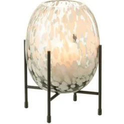 PARIS PRIX - Vase sur pied design "tâche" 22cm gris & blanc