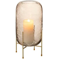 PARIS PRIX - Vase sur pied en verre "pieto" 30cm marron