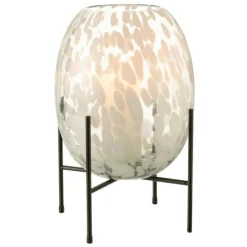 PARIS PRIX - Vase sur pied design "tâche" 38cm gris & blanc