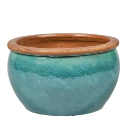 PASSION FOR POTTERY - Pot de fleurs Bonn en grès émaillé, coloris vert glace - D.33xH.21cm