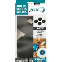 PÉBÉO - Kit 4 moules dessous de verre forme Géode en silicone