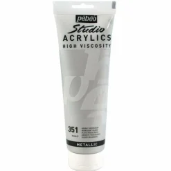 PÉBÉO - Peinture acrylique métallique - argent - 250 ml